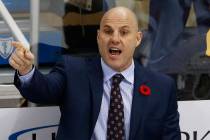 In this Nov. 7, 2017, file photo, Arizona Coyotes coach Rick Tocchet gives instructions during ...