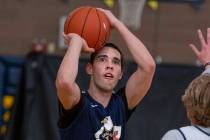 Junior Ethan Speaker (26) runs drills during practice at Boulder City High School on Wednesday, ...