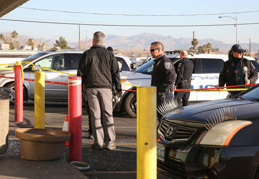 North Las Vegas police are investigating after a convenience store clerk who was stabbed by a p ...