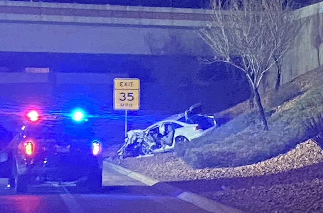 A man driving a white Audi was killed a crash on the Airport Connector near McCarran Internatio ...