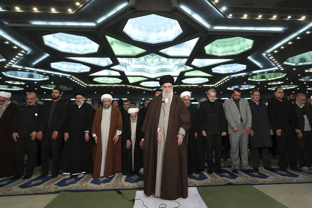 In this photo released by the official website of the office of the Iranian supreme leader, Sup ...