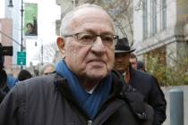 In Dec. 2, 2019, file photo, Attorney Alan Dershowitz leaves federal court, in New York. Presid ...