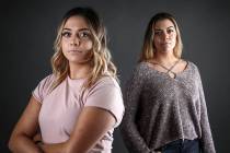 Eighteen-year-old twins and Las Vegas natives Natalia Baca, left, and her sister Gianna both su ...