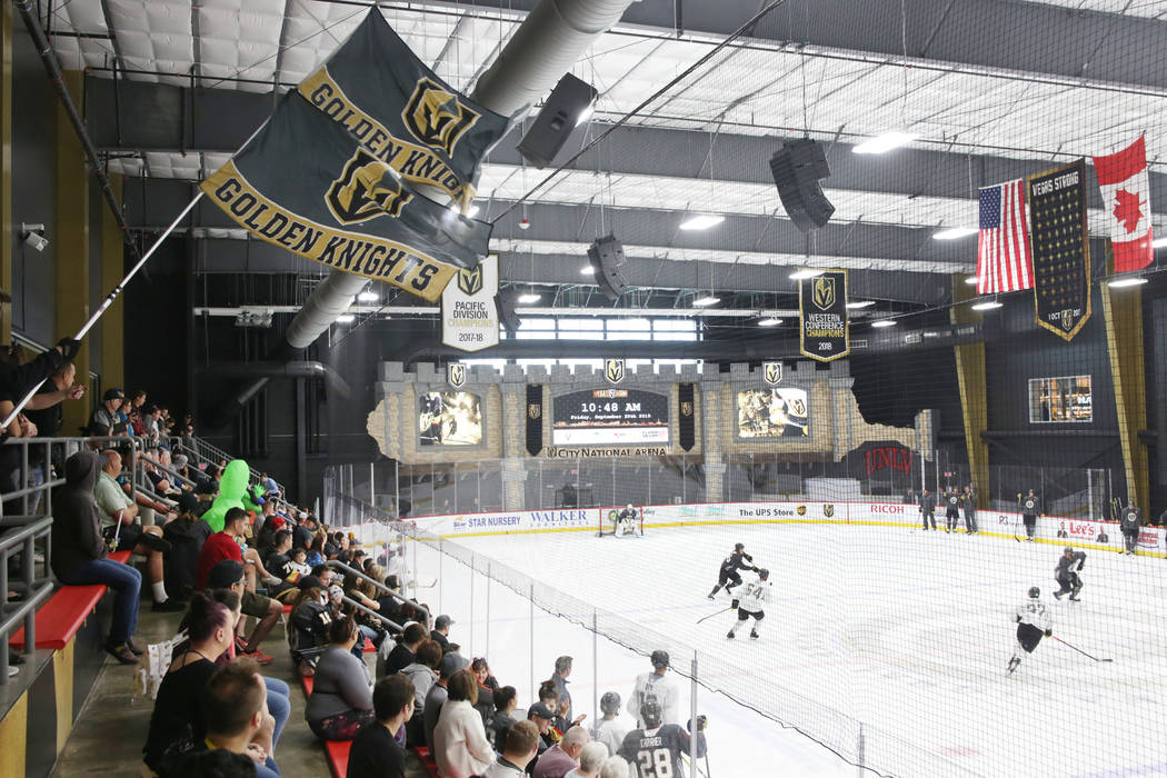 Golden Knights players return to City National Arena