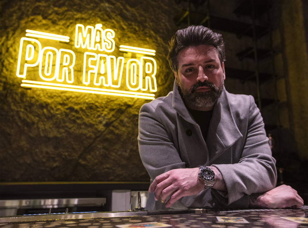 Ryan Labbe, owner of the new Mexican restaurant Más Por Favor Taqueria y Tequila, poses for a ...