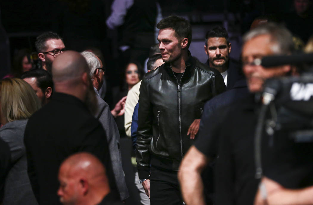 Tom Brady arrives to watch UFC 246 at T-Mobile Arena in Las Vegas on Saturday, Jan. 18, 2020. ( ...