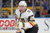 Vegas Golden Knights' Paul Stastny in action during the first period of an NHL hockey game agai ...