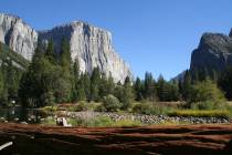 El Capitan is a 3,000 foot high granite monolith in Yosemite National Park that is extremely po ...