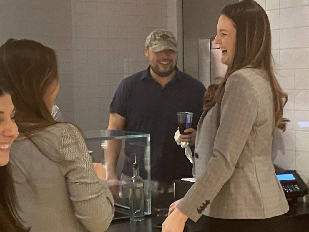 David Chang chats with some of the first customers at his new slider spot, Moon Palace. (Al Man ...