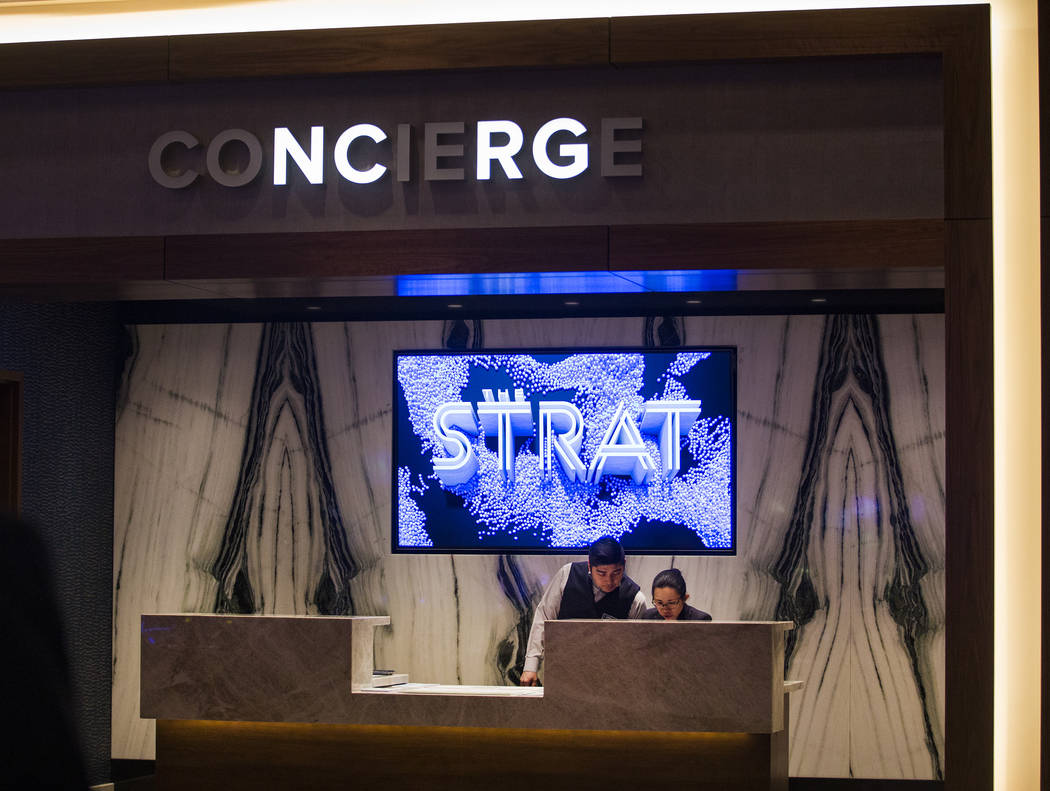 The concierge at the Strat in Las Vegas, Monday, Jan. 20, 2020. The Strat recently rebranded it ...