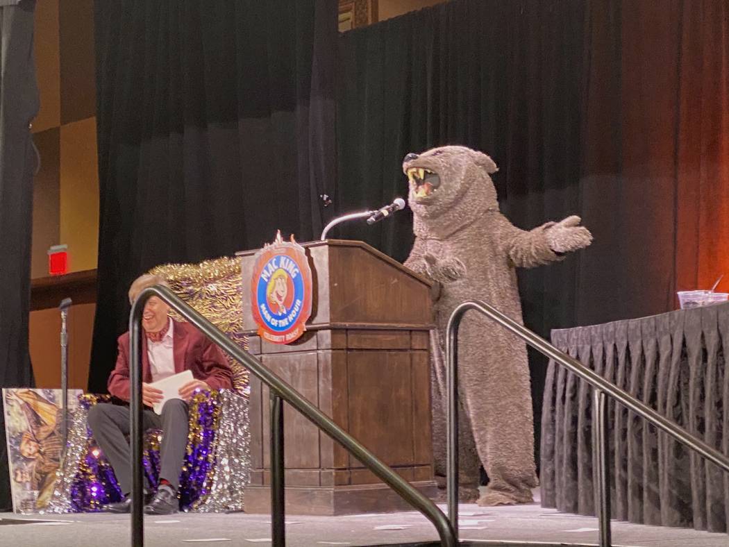 The Grizzly Bear, long a staple of Mac King's show at Harrah's is shown at the honorary roast o ...