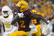 Arizona State wide receiver Brandon Aiyuk (2) runs with the ball after a reception against Kent ...
