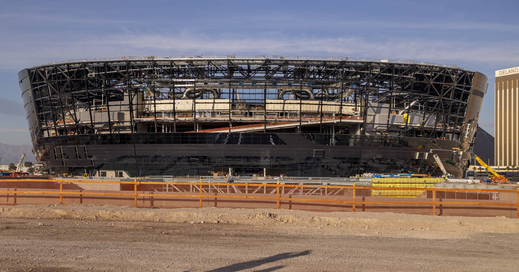 The still-under-construction Allegiant Stadium as backdrop (L.E. Baskow/Las Vegas Review-Journa ...