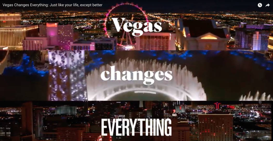 This is a screen shot from one of two video commercials to promote summer travel to Las Vegas r ...