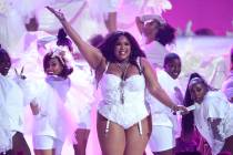 Lizzo performs "Truth Hurts" at the BET Awards in Los Angeles on June 23, 2019. (Phot ...