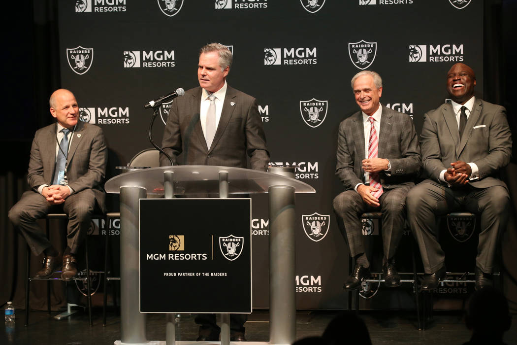 Jim Murren, MGM Resorts CEO and chairman, speaks during an announcement of a partnership betwee ...