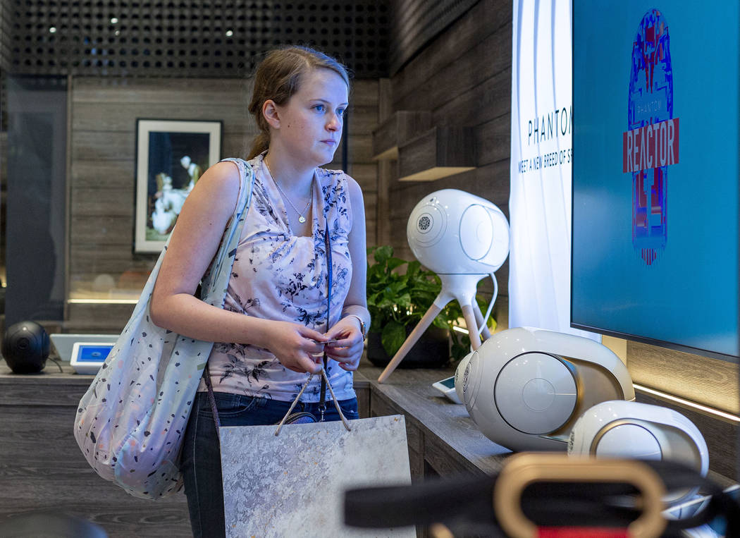 Jamie Halverson of Iowa City, Iowa, browses products at b8ta located in Forum Shops at Caesars ...