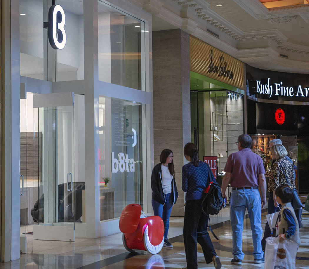 The gita robot, a hands-free carrier, is viewed outside of the recently opened b8ta storefront ...