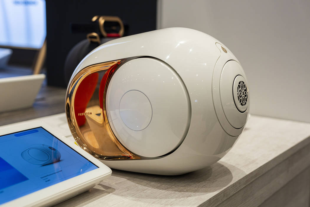 Devialet Phantom Premier Gold sound system is seen at b8ta located in Forum Shops at Caesars Pa ...