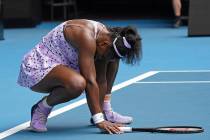 Serena Williams of the U.S. reacts as she plays China's Wang Qiang in their third round singles ...