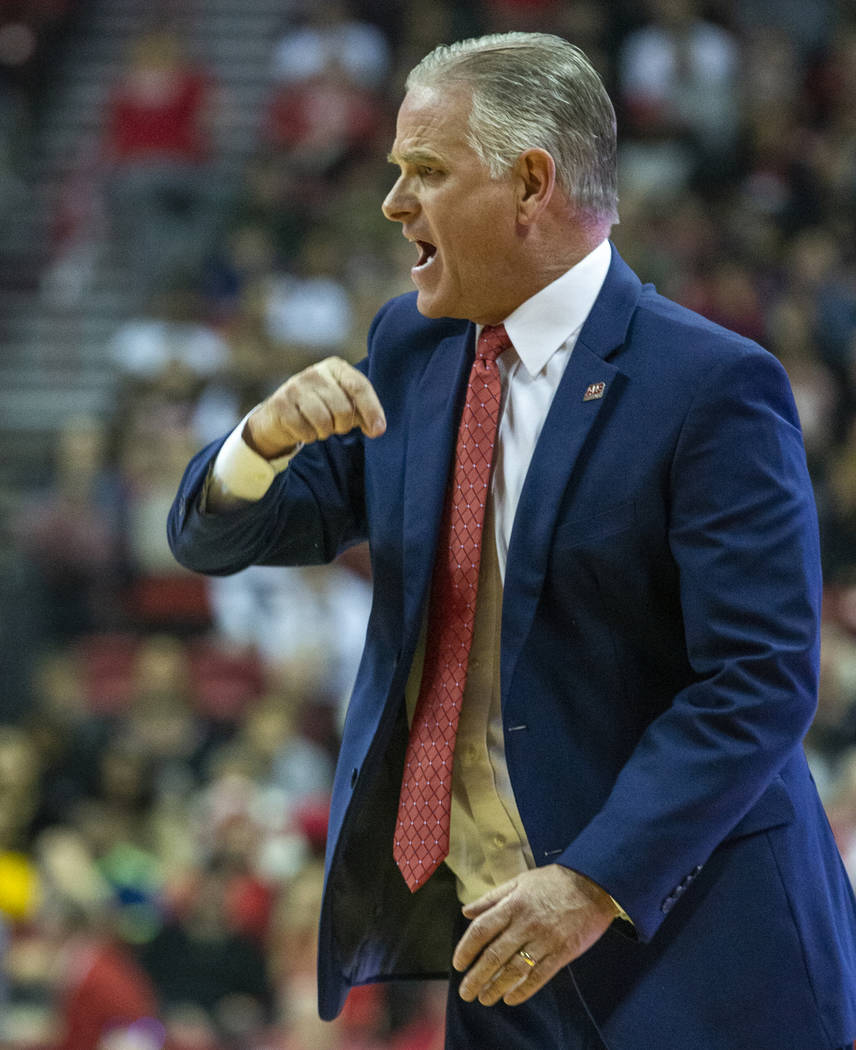 San Diego State Aztecs head coach Brian Dutcher calls another play from the bench versus the UN ...