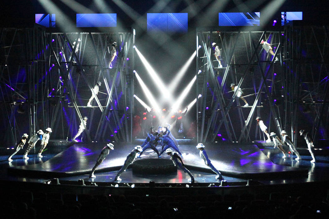 Cirque du Soleil performers debut part of the new Michael Jackson One show at Mandalay Bay Reso ...