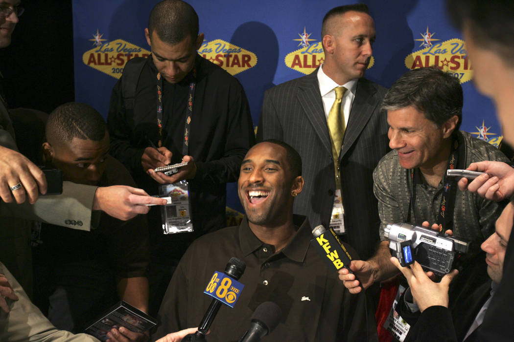 Kobe Bryant during media interviews Friday, February 16, 200, at the Palms when NBA All-Star We ...