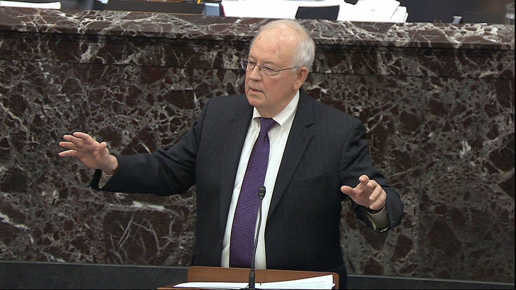 Ken Starr, an attorney for President Donald Trump, speaks during the impeachment trial against ...