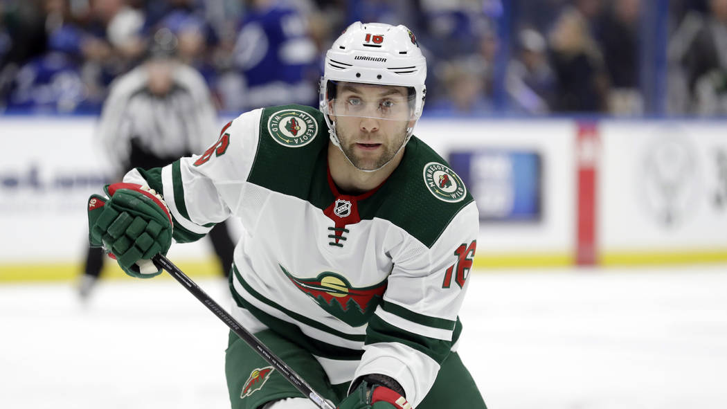 Minnesota Wild left wing Jason Zucker (16) during the first period of an NHL hockey game agains ...