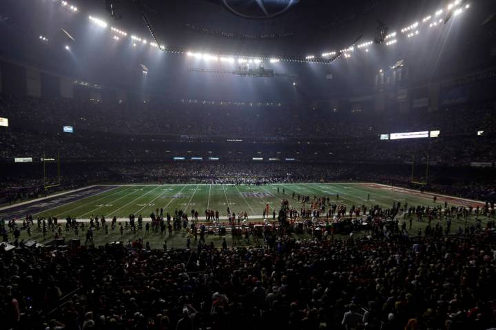 FILE - In this Feb. 3, 2013, file photo, the Superdome is seen after the lights went out during ...