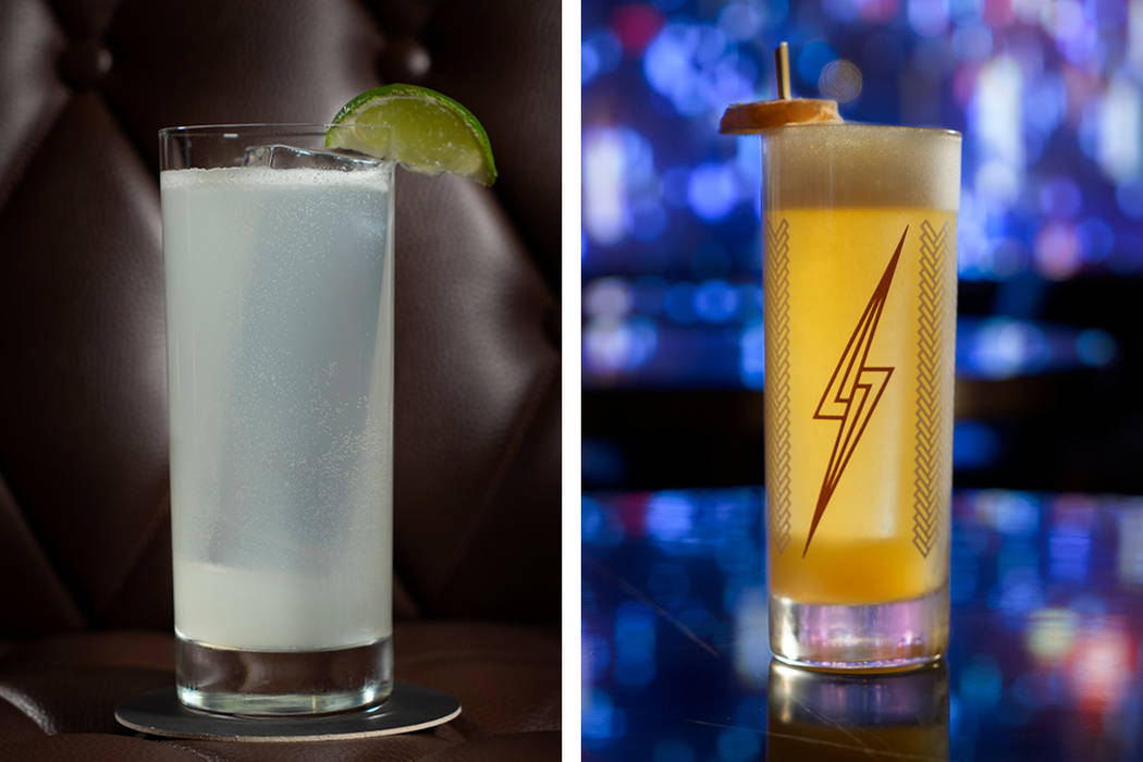 The Kansas City Ice Water, left, and Cable Car cocktails are available during Super Bowl Week a ...