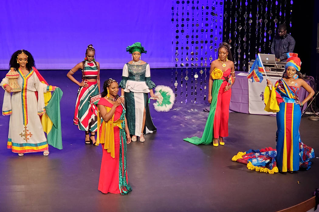 Miss Cameroon Queen Animia Moweta, who won an award for best talent, answers a question Jan. 25 ...