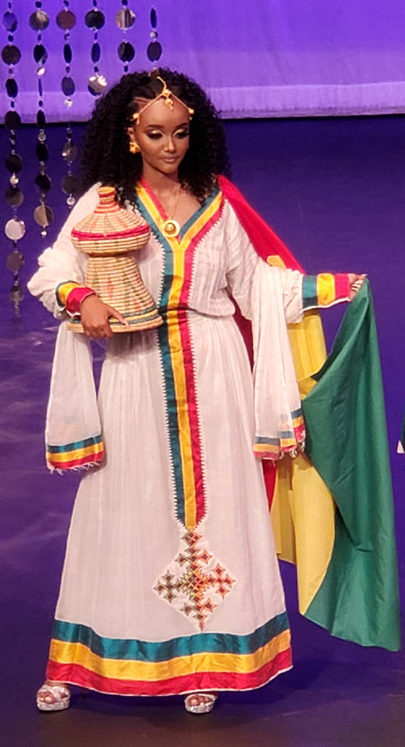 Miss Ethiopia Tsion Gizaw wears the dress that helped her win the best traditional outfit award ...