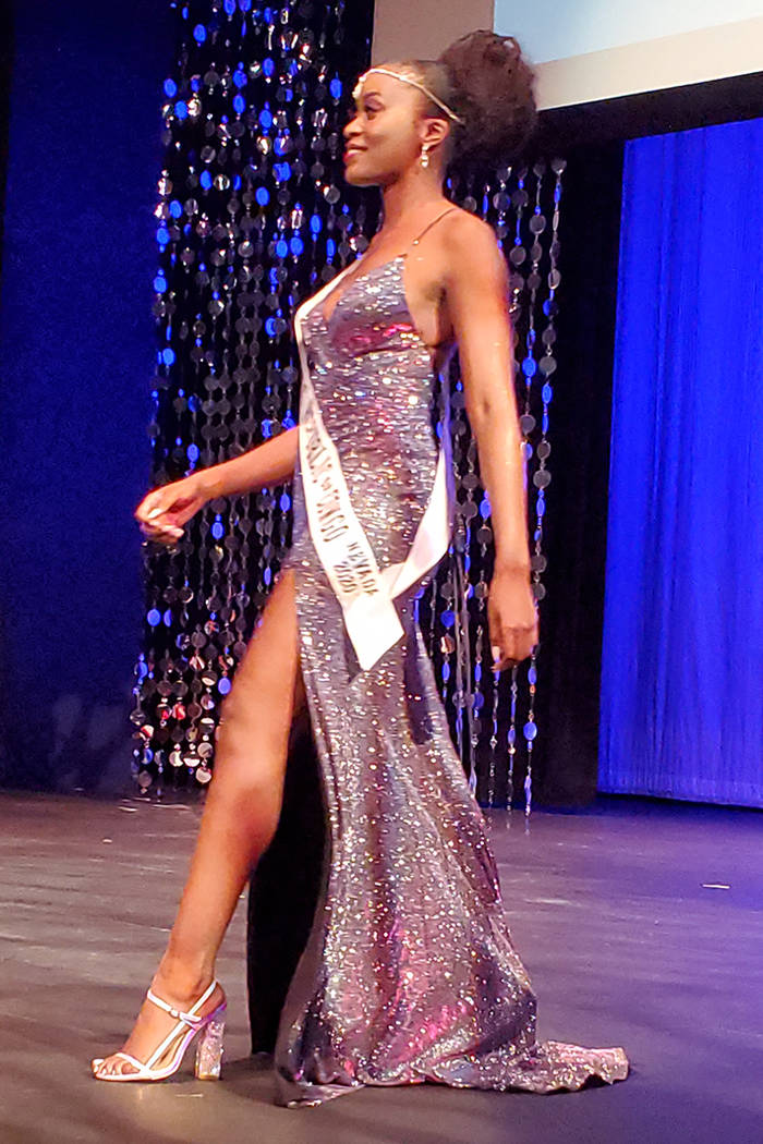 Miss D.R. Congo Sandra Ngwasi walks in the parade of nations portion of the Miss Africa Nevada ...