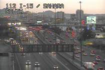 Traffic is slowed on southbound Interstate 15 near Sahara Avenue as the result of an injury cra ...
