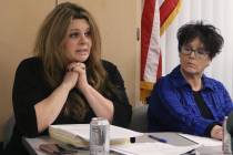 Debra Shaffer-Kugel, right, executive director of the Nevada Board of Dental Examiners, listens ...