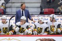 Vegas Golden Knights new head coach Peter DeBoer is seen on the bench as they take on the Ottaw ...