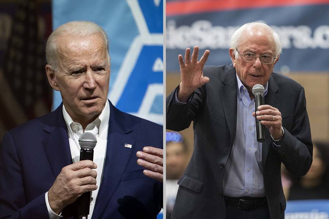 Joe Biden, left, and Bernie Sanders lead a poll of Democratic-leaning women of color in Nevada. ...