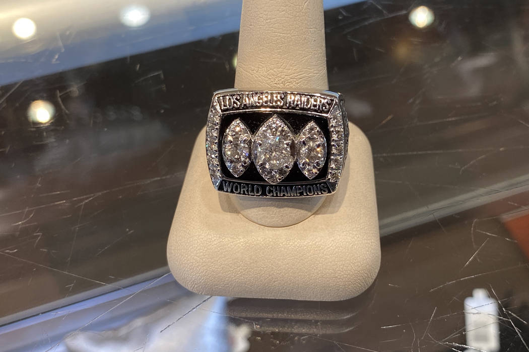 A Super Bowl ring for the Los Angeles Raiders seen at the Gold & Silver Pawn Shop. (Myles Simmo ...