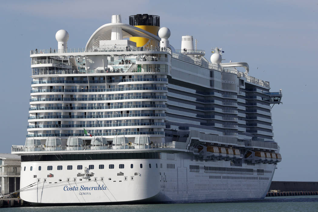 The Costa Smeralda cruise ship is docked in the Civitavecchia port near Rome, Thursday, Jan. 30 ...