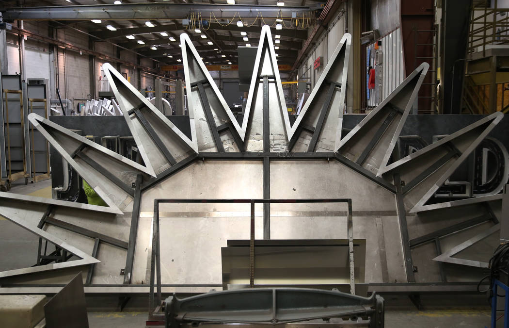 The Allegiant sunburst logo that's being built by Yesco, a customized business signs maker, for ...