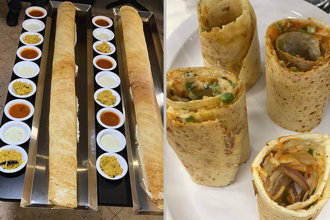 Divine Dosa & Biryani serves more than 30 types of dosas, including a 4-foot version, right and ...