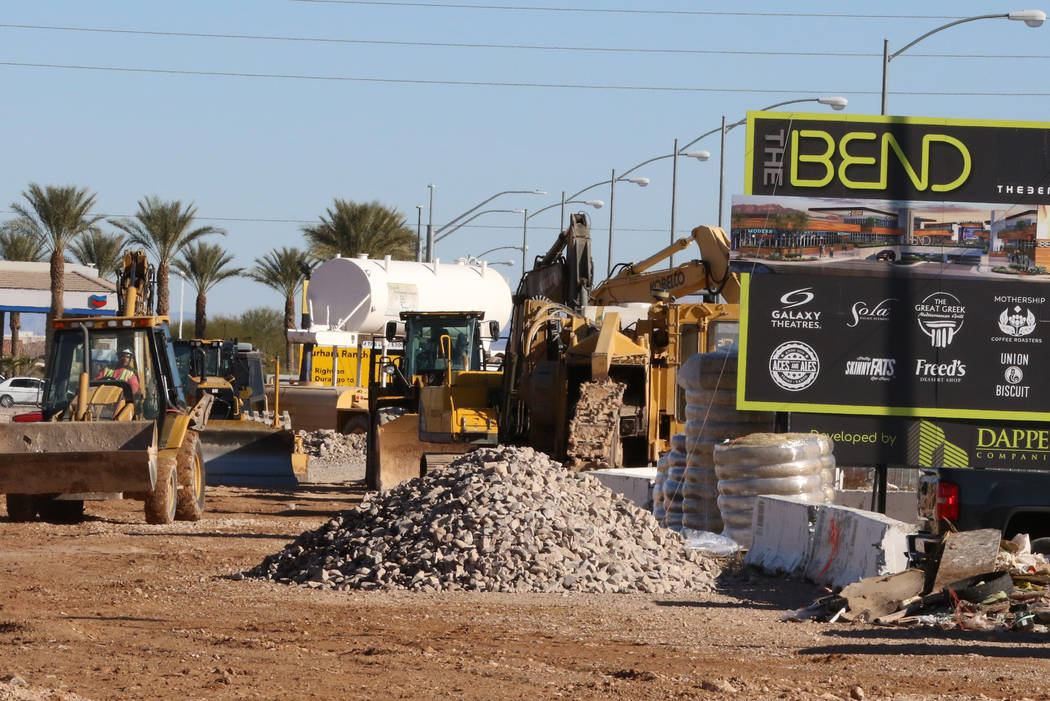 Heavy construction equipments used on construction sites are seen at The Bend, a retail project ...