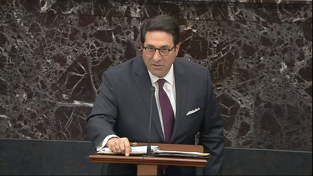In this image from video, personal attorney to President Donald Trump, Jay Sekulow, answers a q ...