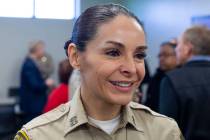 Summerlin Area Command Capt. Sasha Larkin greets members of the community during the official g ...