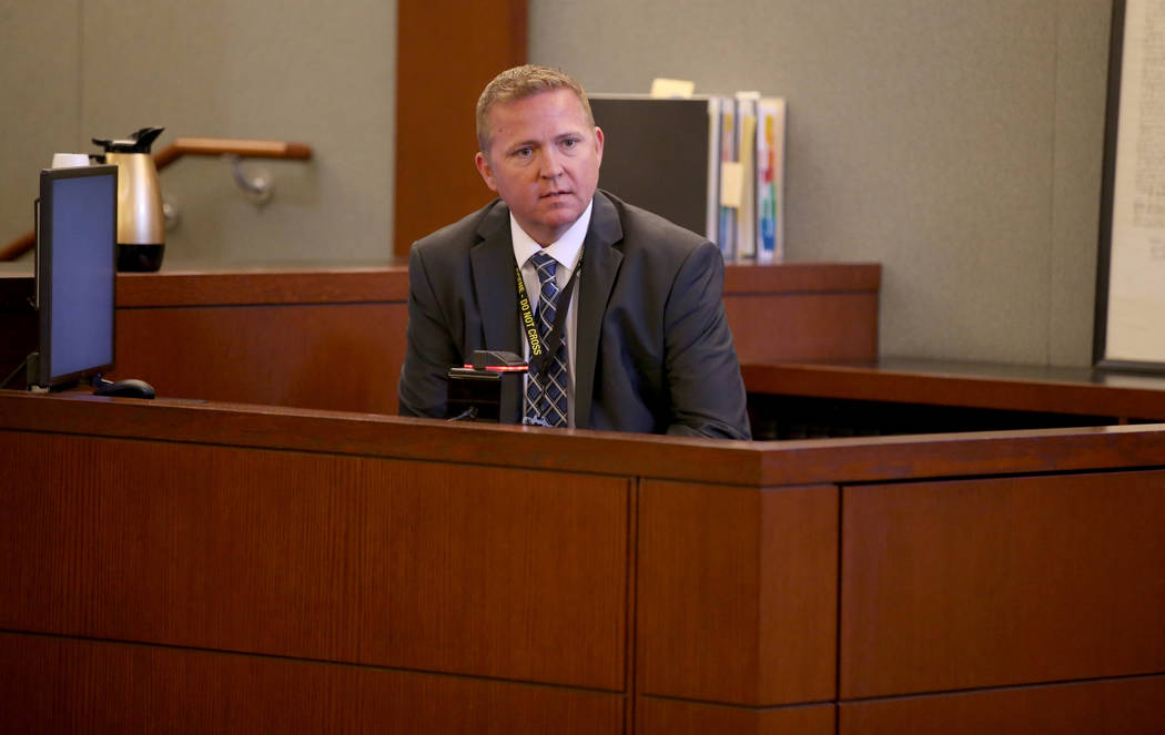 Las Vegas police homicide detective Jason McCarthy testifies during the trial of Ray Charles Br ...