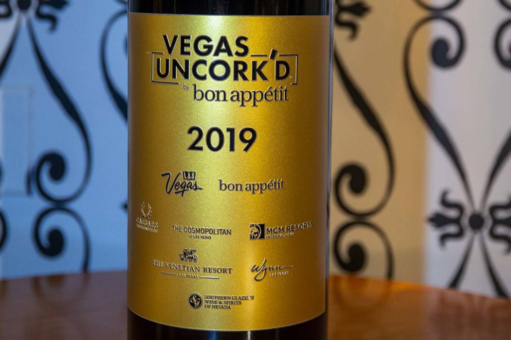 A fine bottle on display during a Vegas Uncork'd meal at the Gordon Ramsay Pub & Grill in C ...