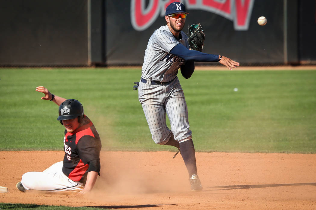 Jack-Thomas Wold, shown sliding last season, went 2-for-5 with a double for UNLV in its season- ...
