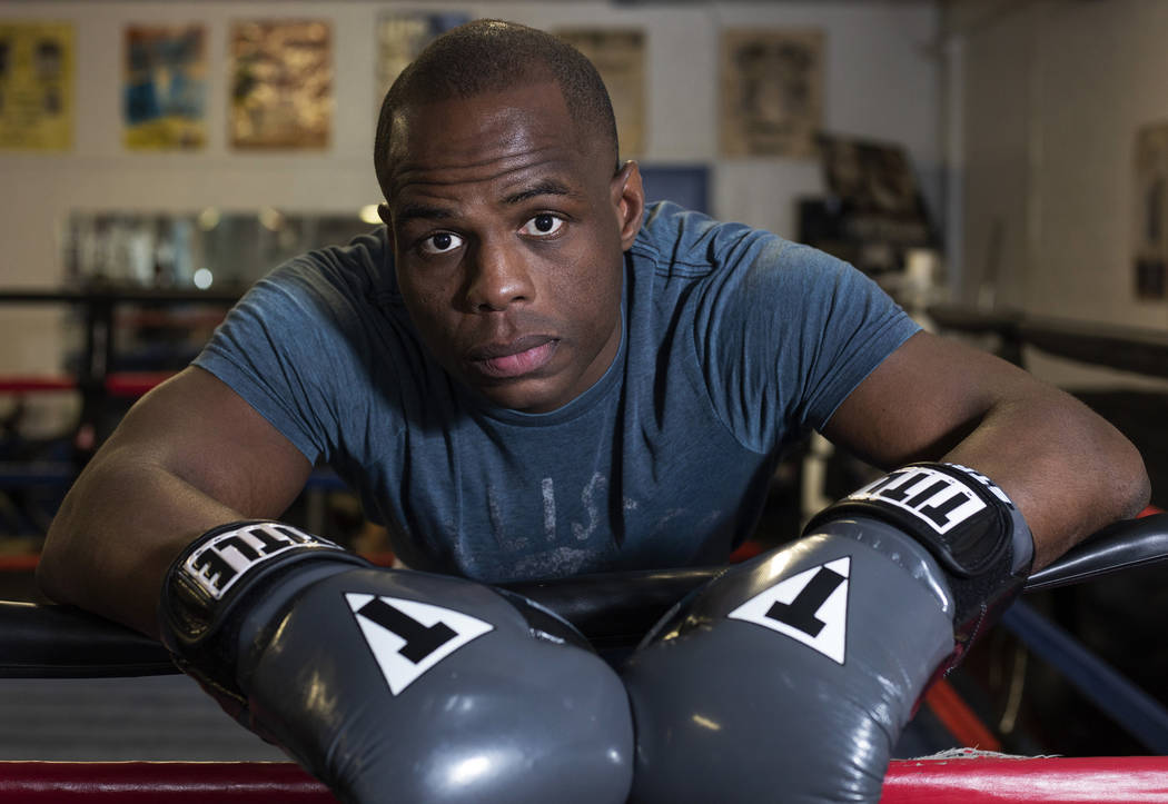 Heavyweight boxer Rubens Nicolas poses for a portrait before practice on Friday, Jan. 24, 2020, ...