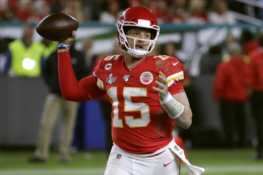 Kansas City Chiefs' quarterback Patrick Mahomes passes against the San Francisco 49ers during t ...
